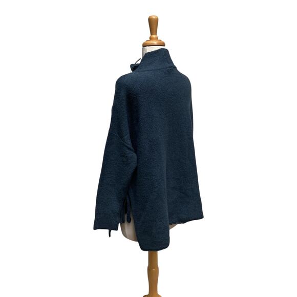 J Jill PureJill Sweater XS/S Blue Pullover Mock Neck Open Sided Oversized NWT - Picture 6 of 12